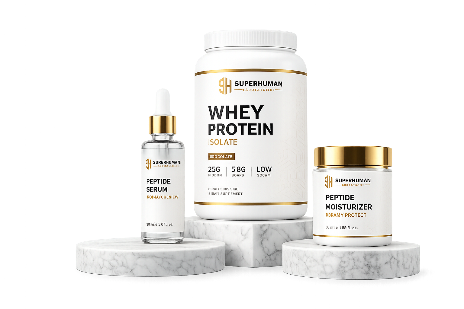 Superhuman Laboratories termékek — Peptide Serum, Whey Protein Isolate, Peptide Moisturizer